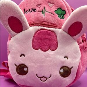 Pink Plush Bunny Doggy Backpack